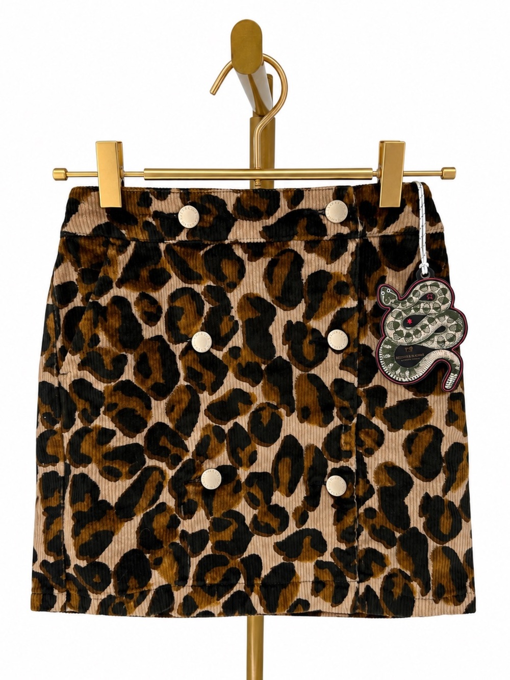 Scotch & Soda Leopard Print Corduroy Skirt - Brown & Black